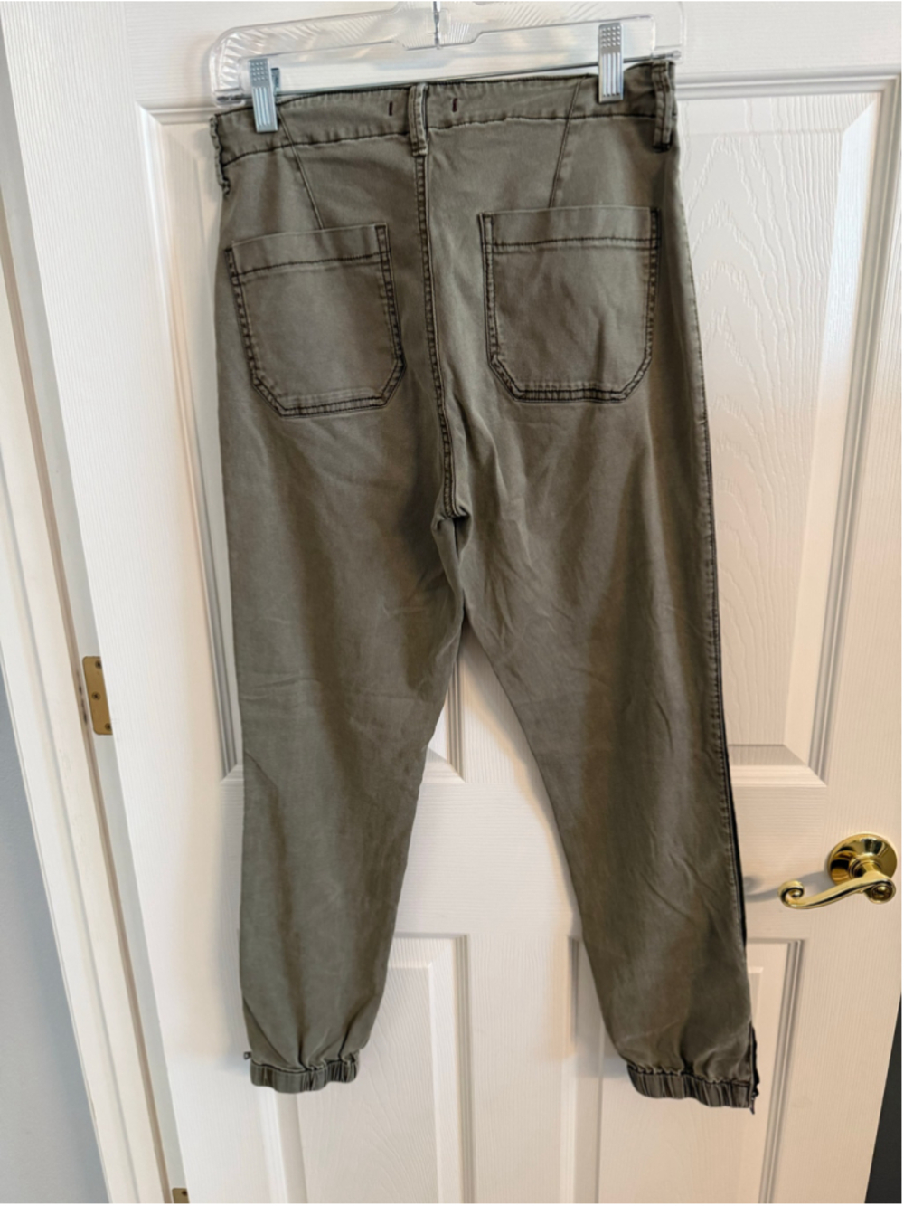 Dear John Olive Green Contrast Side Stripe Jogger Pants Utility Cargo Size 28 - Picture 2 of 14